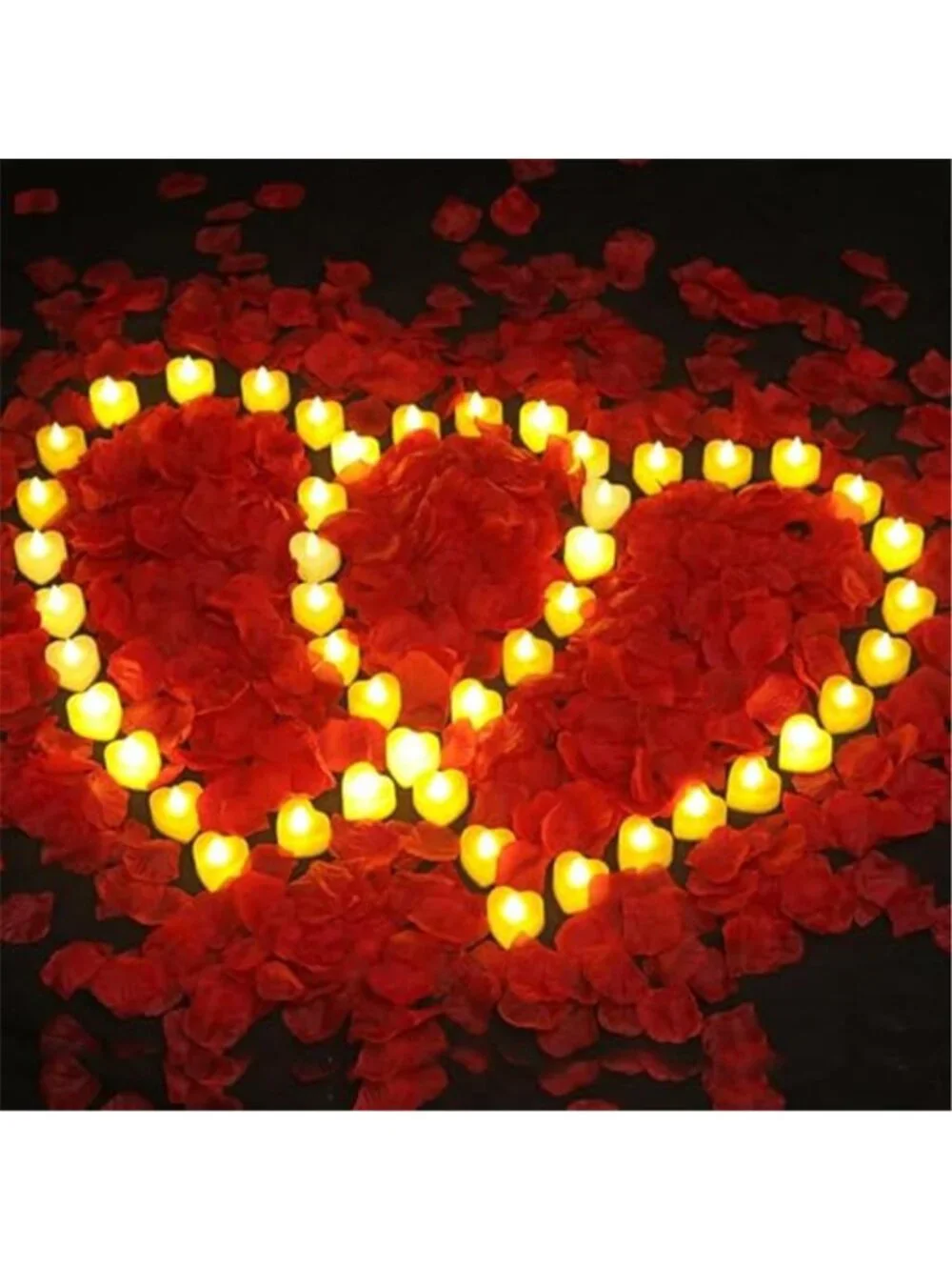 LED Flameless Heart Candles Rose Petals Romantic Wedding Proposal Decor Set